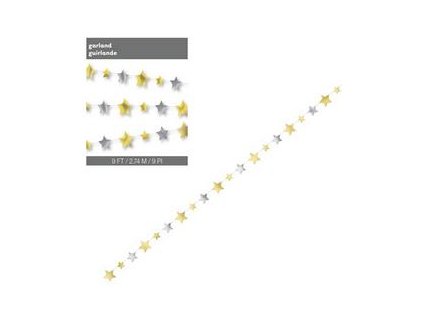 arany ezust csillag dekoracios fuzer 274 cm p72418