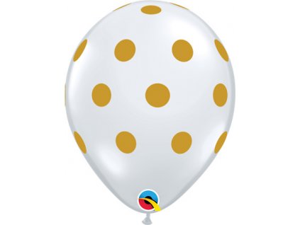 11" Latexový balón Big Polka Gold Dots Diamond Clear 6ks (priesvitný)