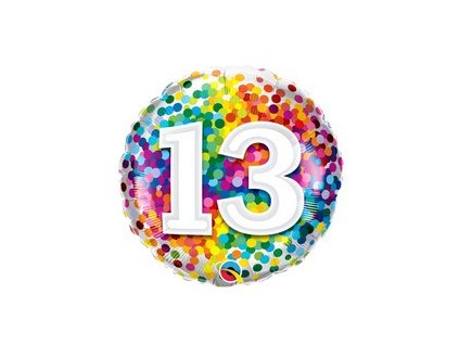 18 inch es 13 rainbow confetti szulinapi folia lufi q13529