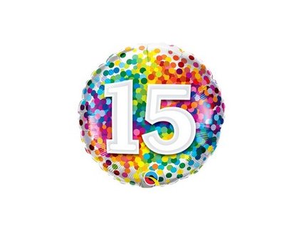 18 inch es 15 rainbow confetti szulinapi folia lufi q13562