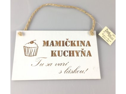 Tabuľa s nápisom "Mamičkina kuchyňa"