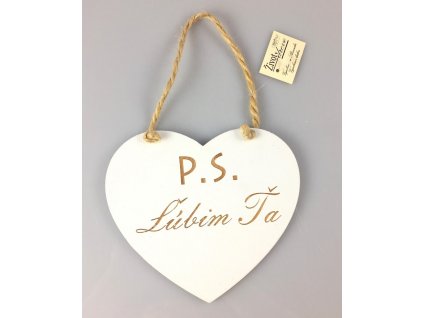 Tabuľa srdce s nápisom "P.S. Lúbim Ťa"