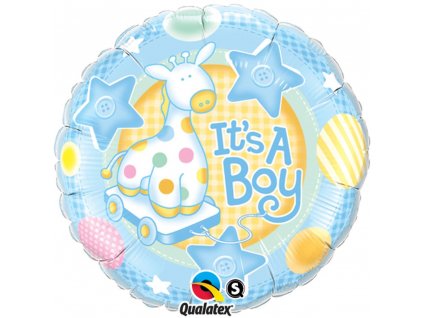 it s a boy soft giraffe foil balloon qualatex 18 32947