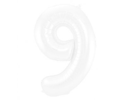 ft foil balloon number 9 white metallic matt 86 cm