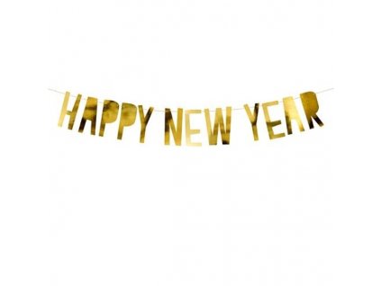 BANNER Happy New Year zlaty 10x90cm 55GRL46019M