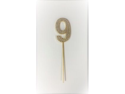 Zápich na tortu s kamienkami číslo "9"