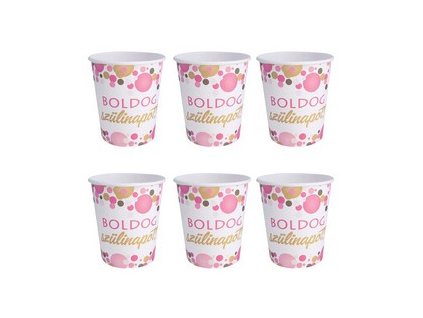 boldog szulinapot rozsaszin pasztell konfettis parti papir pohar 250 ml 6 db os m27474