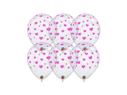 11 inch es pink hearts diamond clear szulinapi lufi 25 db csomag q18100