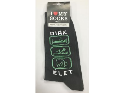 Vtipné ponožky s maďarským nápisom "Diák élet"