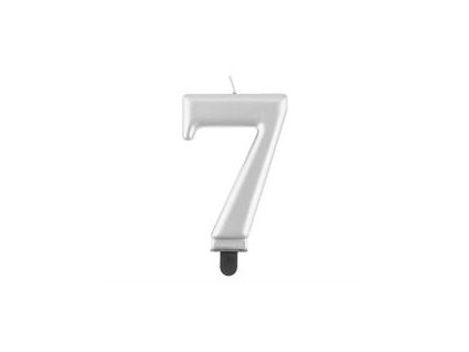 swieczka cyferka 7 metalik srebrna 8 0 cm