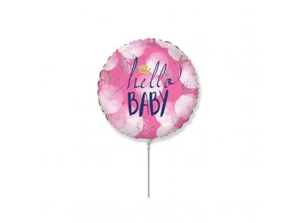 palloncino 9 mini shape nascita rosa hello baby
