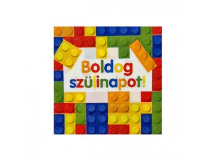 Servítky s maďarským nápisom  "Boldog szülinapot!" lego