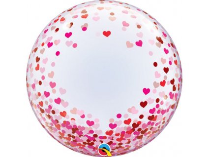 24" Deco bubble "Hearts" (priesvitný, viacfarebný)