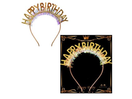 Čelenka - Happy Birthday zlatá