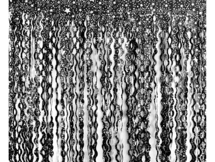 Party záves čierný s hviezdičkami 100x200cm