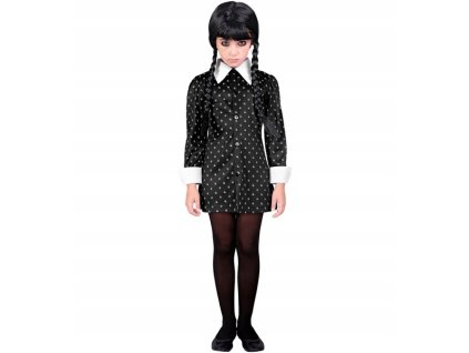 STROJ MALA MROCZNA UCZENNICA Z KOLNIERZYKIEM GOTYK HALLOWEEN 116