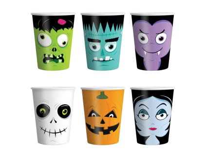 Papierové poháre „Halloween Monsters” – 220 ml, 6 ks