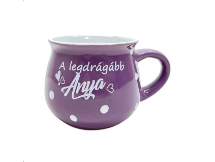 Hrnček „A legdrágább anya“ – fialový s bodkami