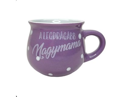 Hrnček „A legdrágább nagymama“ – fialový s bodkami