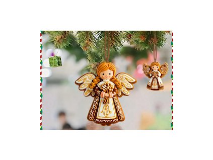 Vianočná ozdoba – medovníkový anjelik (8 cm)