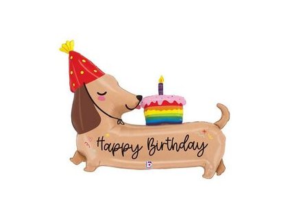 43" Fóliový balón Dachshund Happy Birthday