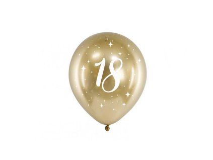 balon 30cm zlaty s cislom 18 6v1