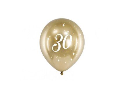 balon 30cm zlaty s cislom 30 6v1
