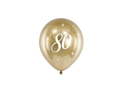 balon 30cm zlaty s cislom 80 6v1