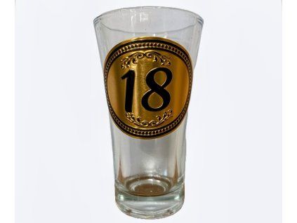 Sklenený poldecák k 18. narodeninám