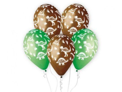 balony dinosauri hnedo zelene 30cm 5ks 43984