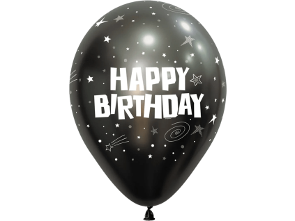 Sempertex Ballons Happy Birthday Galaxy Silk Midnight Grey 30cm