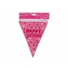 Zaszlofuzer Happy Birthday rozsaszin 12db 23x29cmes zaszlo 3m 615213 LP07150010