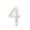 swieczka cyfra 4 b c perlowa biala 7 cm