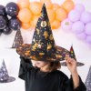 Čierno-zlatý halloweensky čarodejnícky klobúk 38x32cm