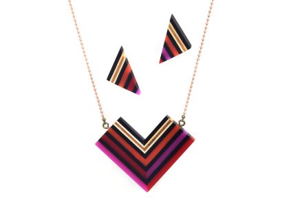 designová sada šperků ze dřeva a perspexu vyrobená v čr