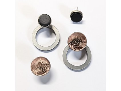 variabilní designové originální záušnice stříbrné růžové zlato