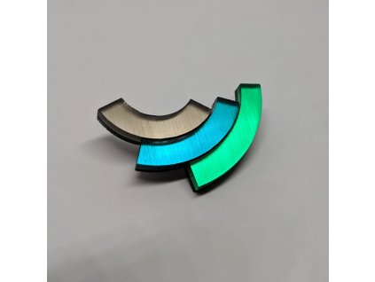 originální designová brož Rainbow zelená petrolejová smaragdová