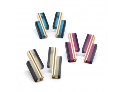 ručně vyrobené originální designové náušnice se dřevem pro podlouhlý tvar obličeje