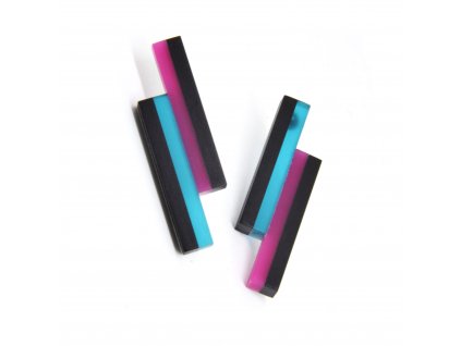 ručně vyrobené originální designové náušnice petrolejové růžové pro podlouhlý tvar obličeje