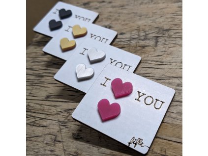 I Love You / náušnice k Valentýnu srdíčka