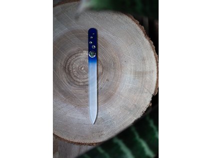 Skleněný pilník - zdobený - tmavě modrý