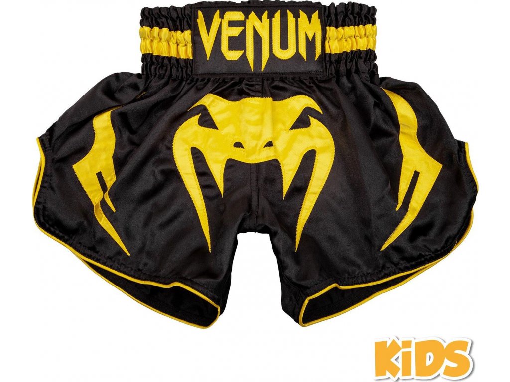 KIDS Muay Thai Shorts Venum Bangkok Inferno - Black/Yellow - FIGHTexpert