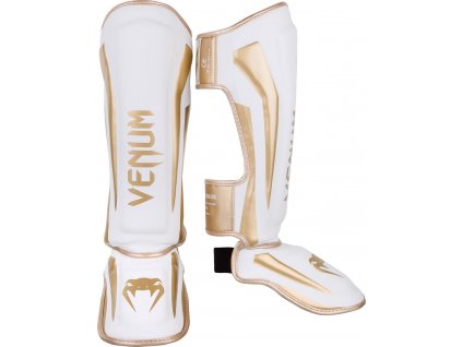 Standup Shin Guards Venum Elite - White/Gold