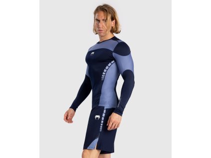Men's Rashguard  Venum Tempest - Long Sleeve - Navy Blue/Blue