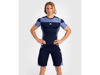 Men's Rashguard  Venum Tempest - Short Sleeve - Navy Blue/Blue