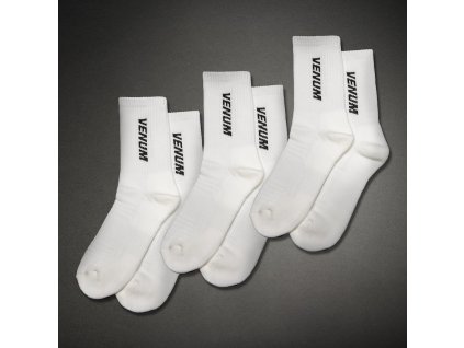 Crew Socks Venum Essential (3 pairs) - White/Black (Size 3Y-5Y US (S))