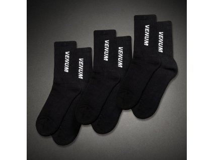 Crew Socks Venum Essential (3 pairs)  - Black/White (Size 3-5 US (S))