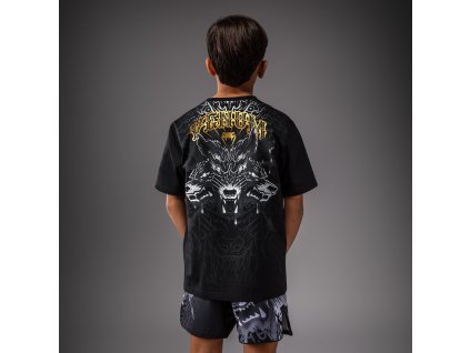 KIDS T-Shirt Venum Wolf Atak - Black/Grey (Size 8 let)