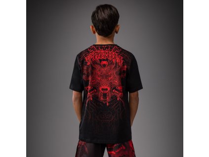 KIDS T-Shirt Venum Wolf Atak - Black/Red (Size 8 let)