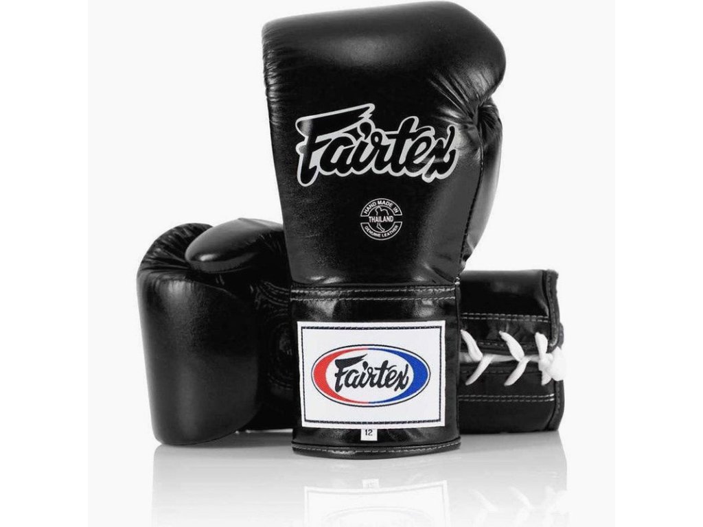 Šněrovací boxerské rukavice Fairtex BGL6 černé - BGL6BLK (velikosti 10 oz)